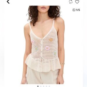 Blank NYC Women's Crochet Knit Tank Top - Cream and Multicolor